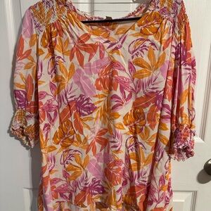 Terra & Sky Vibrant Pink and Orange Blouse